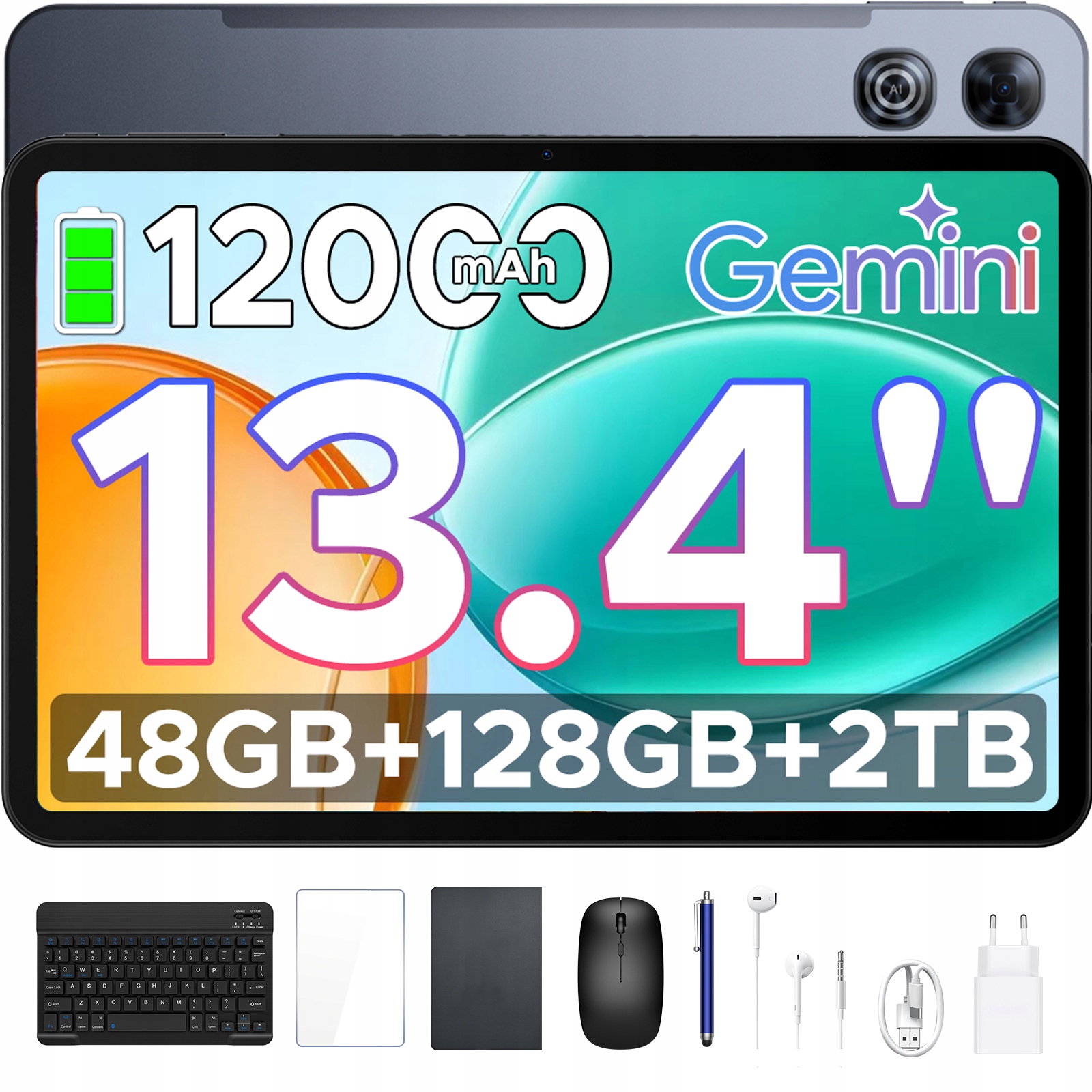 Tablet Pockam P13 13,4" Android16 12/256GB 12000mAh 120Hz WiFi Gps Zestaw