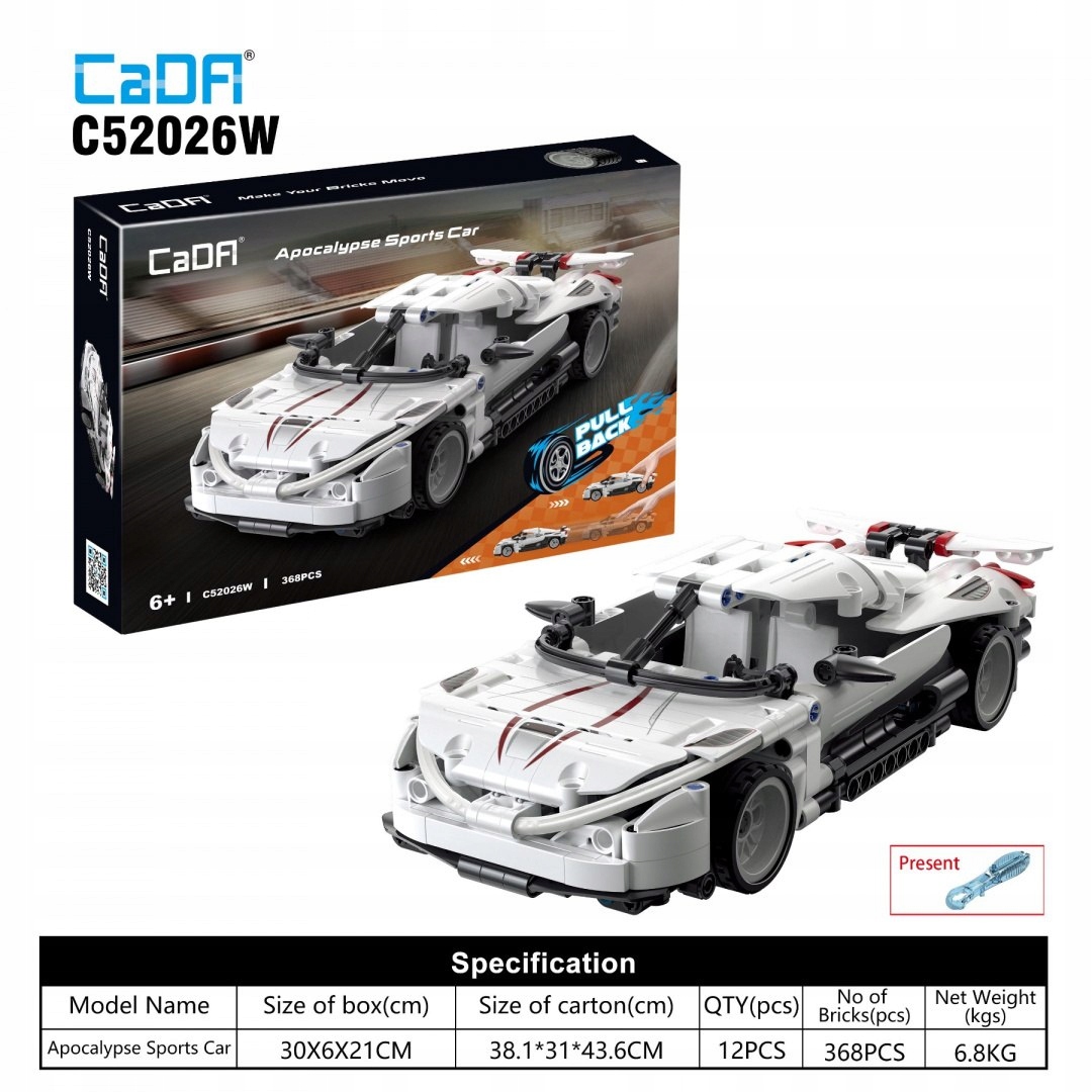 Klocki techniczne CaDA 368 el. Auto sportowe Apocalypse Pull-back 6+ Marka Ramiz