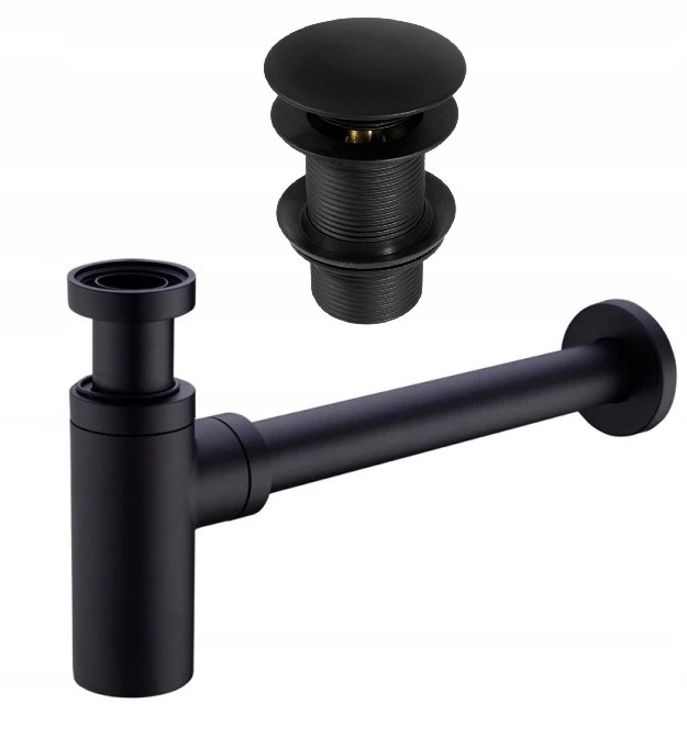 SYFON CZARNY UMYWALKOWY KOREK BEZ PRZELEWU CLICK