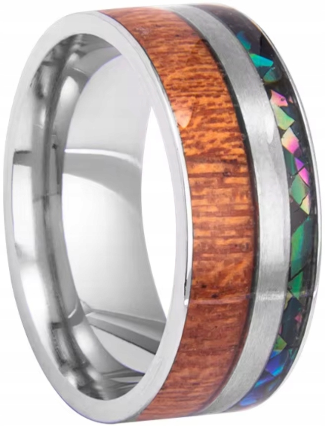 Stříbrný prsten s dřevem a perlovou hmotou Sygnet Luxus Elegance