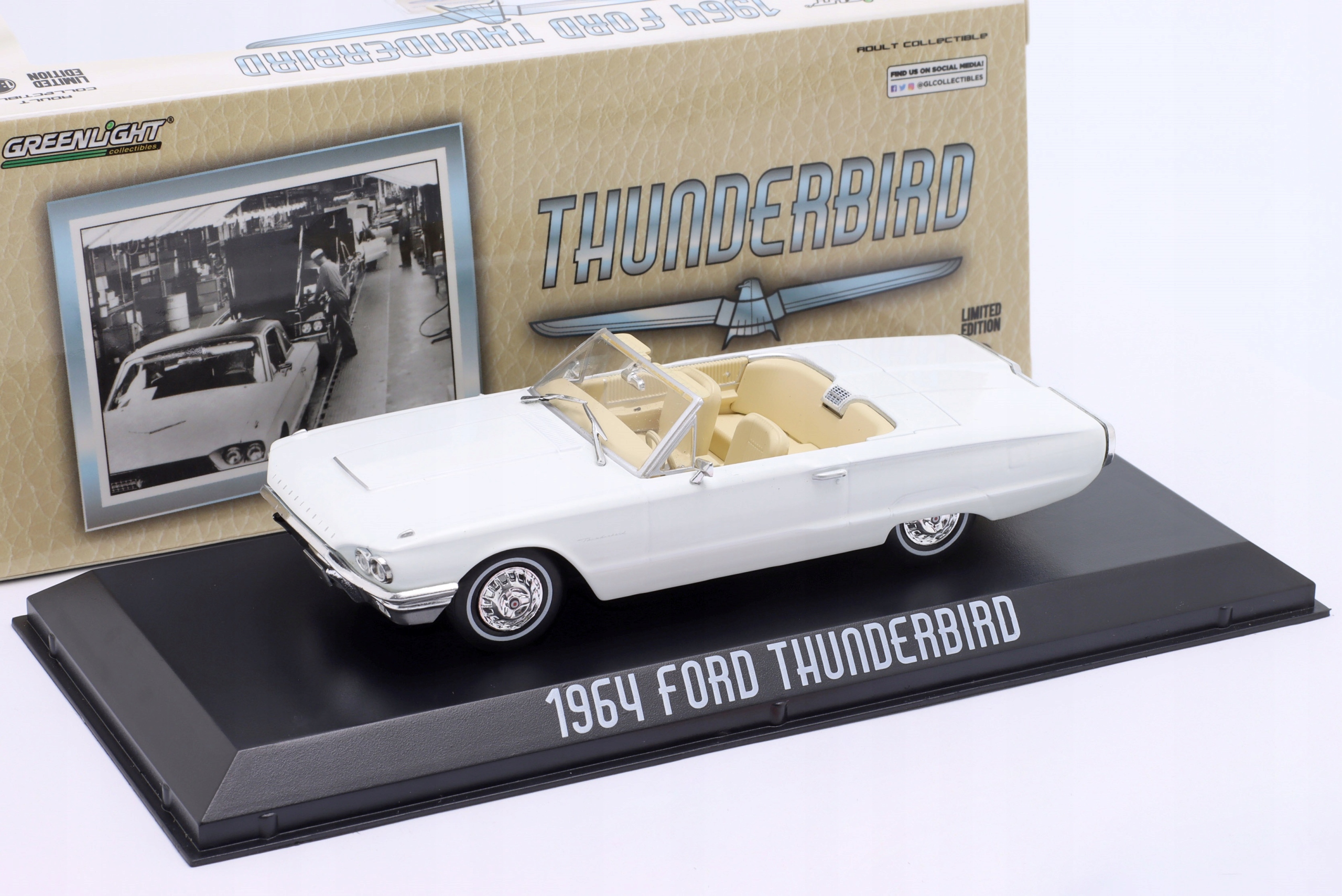 Greenlight 1964 Ford Thunderbird Conv. White 1:43