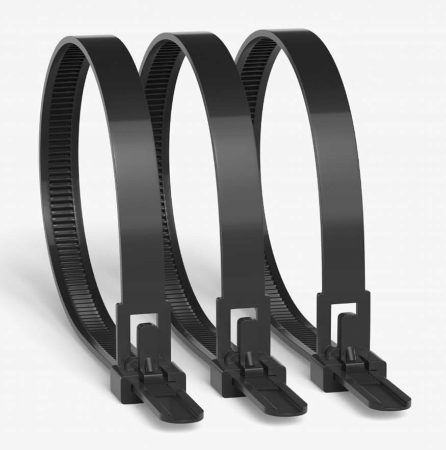 Opaska kablowa zaciskowa wielokrotnego użytku 8x250mm czarna (100 szt/op)