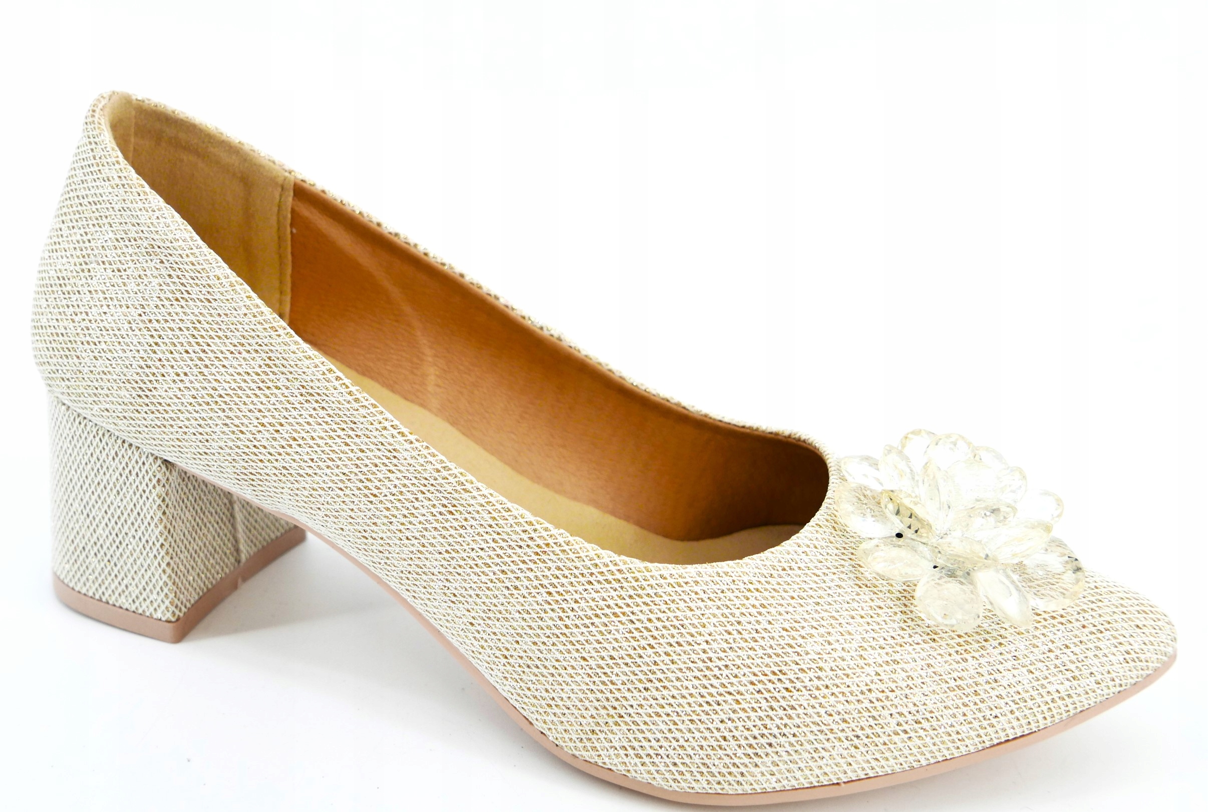 Optimo Polské Dámské Lodičky Zlaté Křišťál R38