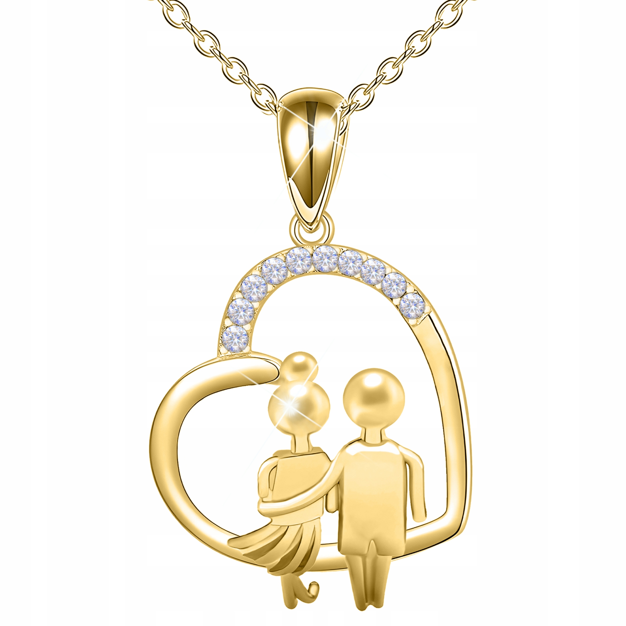 Zlatý náhrdelník Srdce se zirkony Srdíčko Pár Láska Srdce Stříbro 925