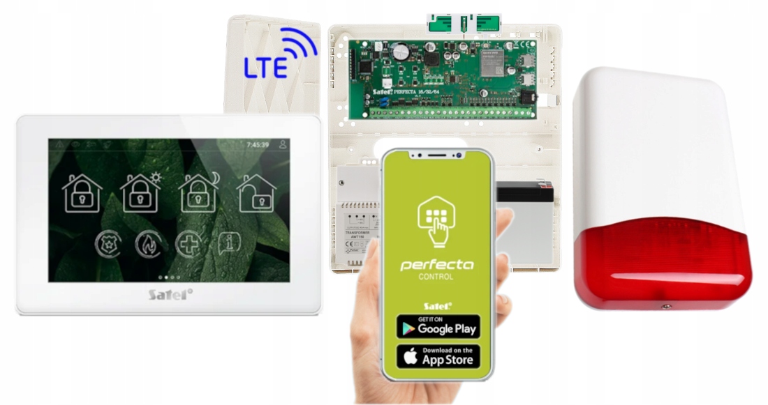 Zestaw Do Domu Alarm Satel Perfecta 64 M Dotykowy Aplikacja Android Lte