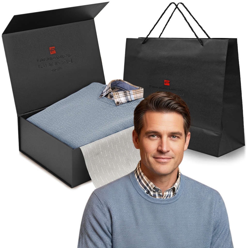 Pánský prémiový set – košile a svetr, elegantní dárek pro muže 2XL