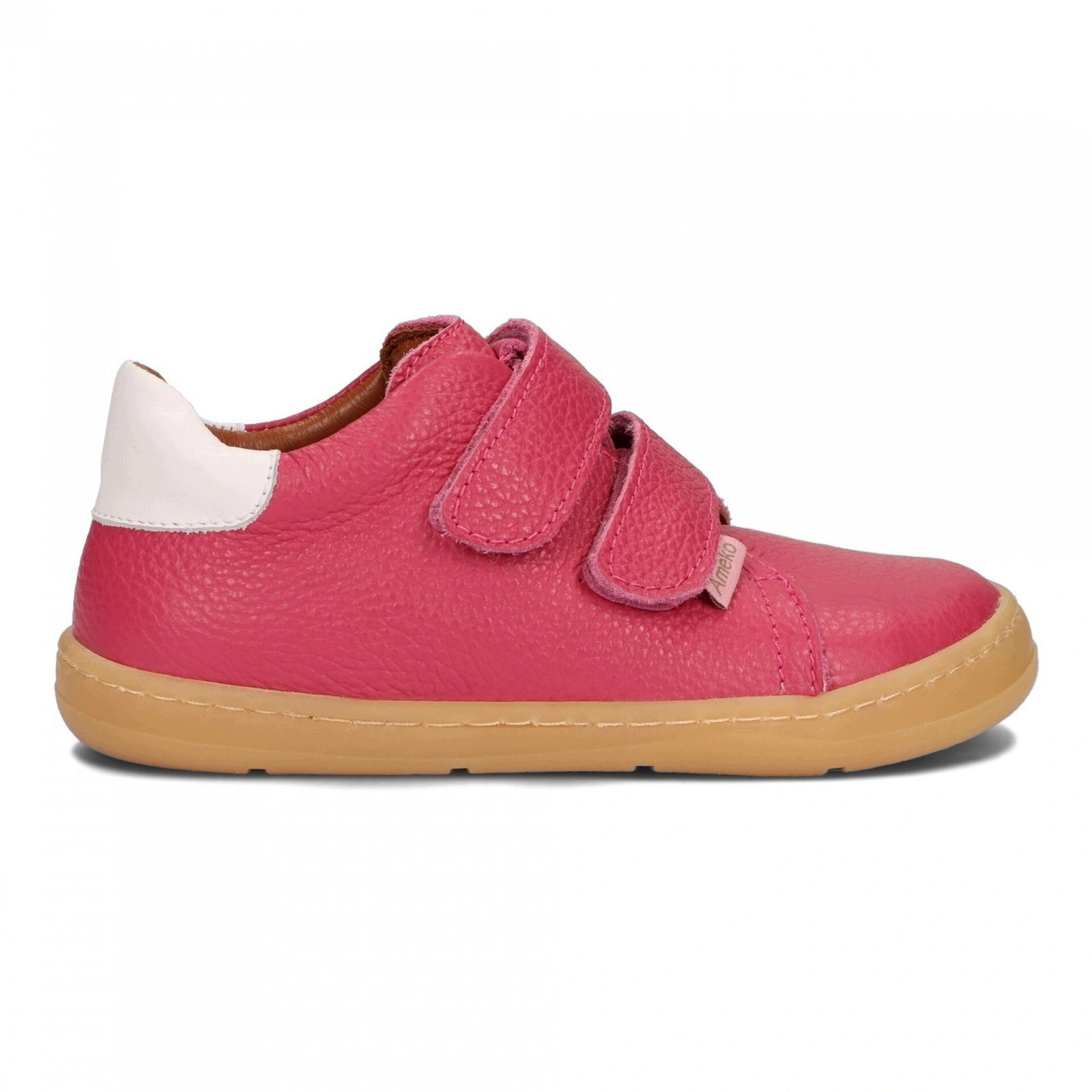 Buty barefoot skórzane dziecięce przejściowe na rzepy Ameko Dash Fuxia 25
