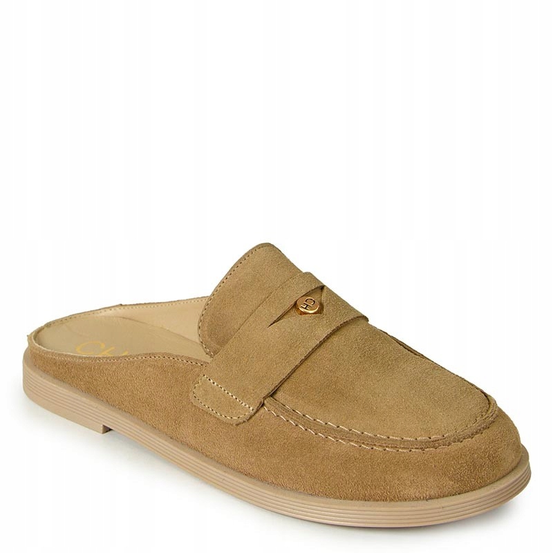 CheBello 4999 Béžové Kožené Semišové Nazouváky 40