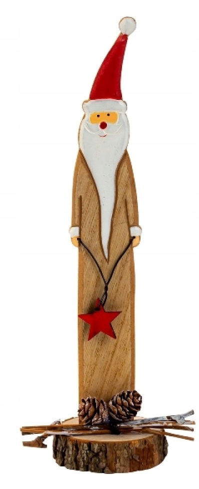 

Drewniany MikołaJ Świąteczny z podstawą 24 cm.