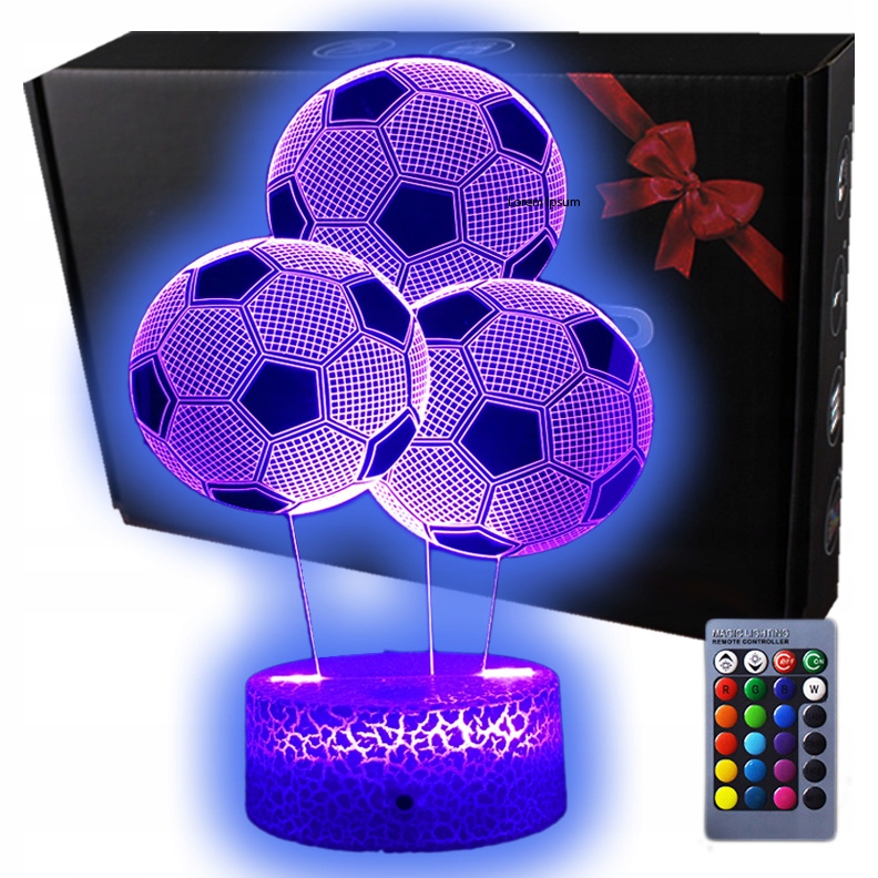 

Lampka 3D nocna led usb + pilot Piłka nożna 3X