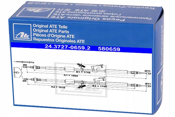 24.3727-0659.2 - Трос ручного гальма ATE для FORD FOCUS II 2.5 ST