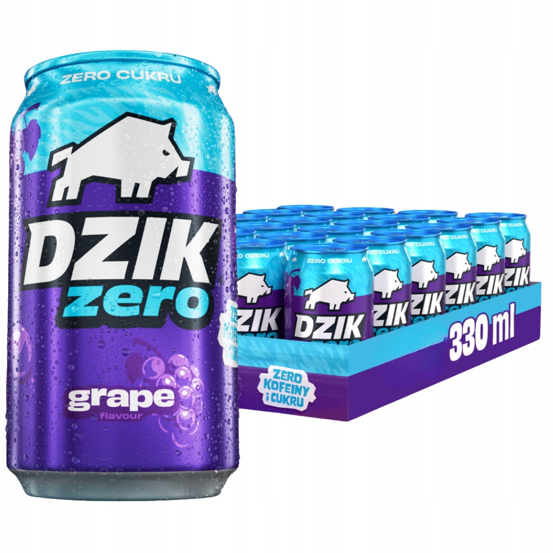 Wk Dzik Zero hroznové víno 330 ml bez kofeinu, bez kalorií, bez cukru