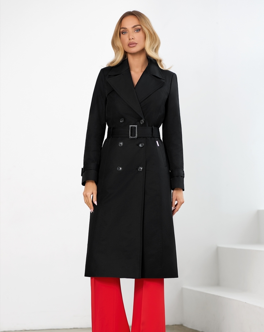 Zartex dámský trenčkotový kabát bez kapuce Logan černý SS25 velikost 42