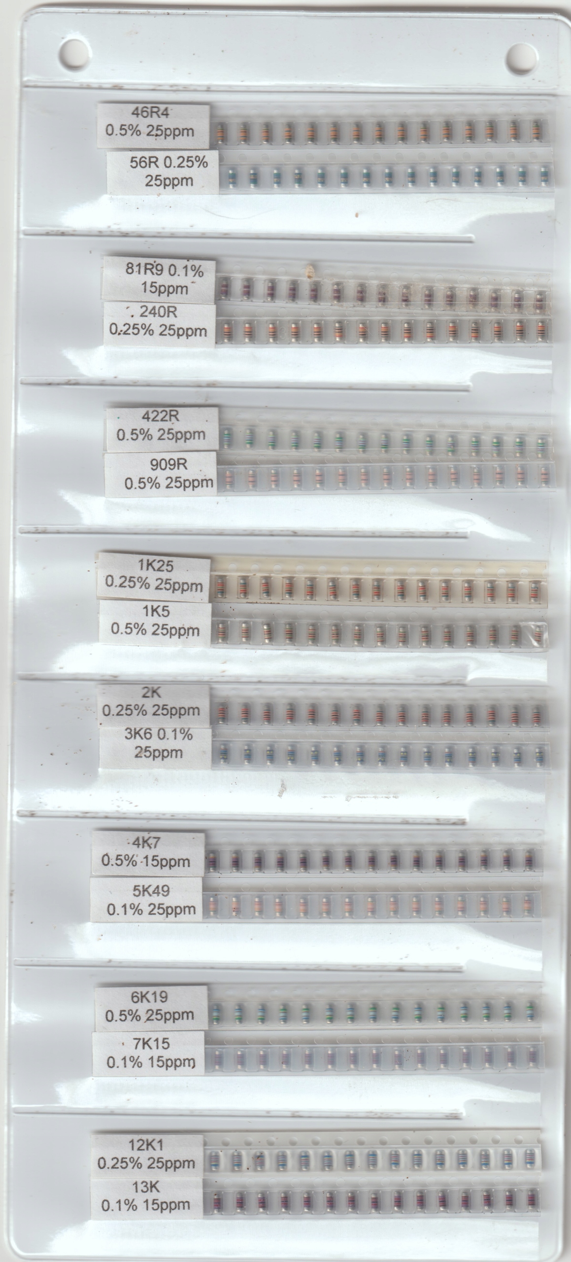 [640 szt] Zestaw Rezystorów Precyzyjnych Smd minimelf 0.1% low noise