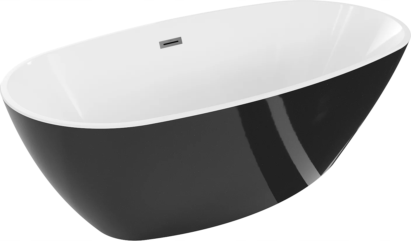 Wanna wolnostojąca 155x80 Mexen Eris czarno biała przelew gun metal