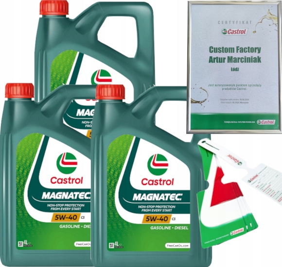 CASTROL MAGNATEC 5W40 C3 12L BMW LL-04 FIAT 9.55535-S2 + ZAWIESZKA