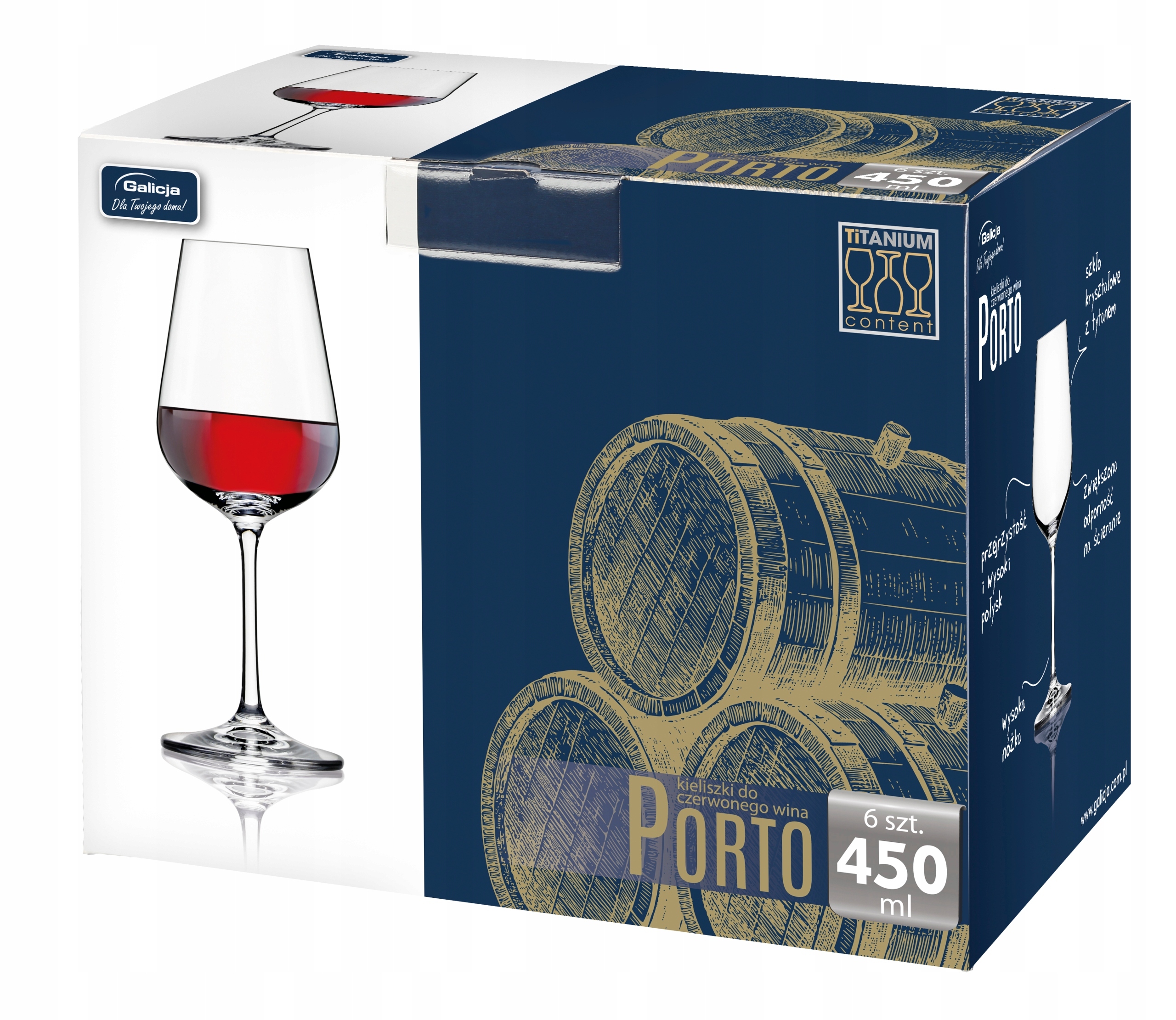 BOHEMIA PORTO KIELISZKI DO WINA CZERWONEGO 450 ML