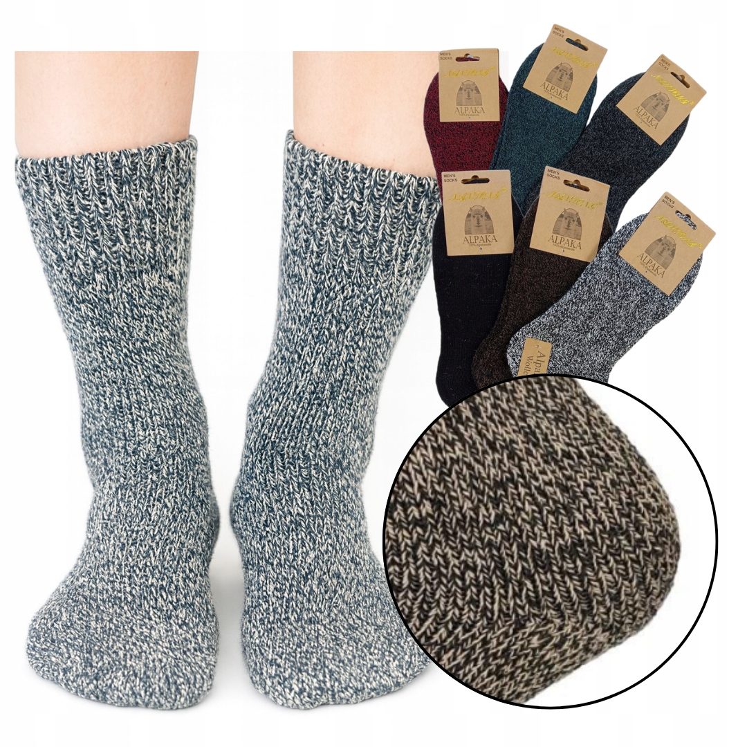 6x Pánské ponožky Zimní Vlněné Alpaka Teplé Silné Na Zimu 44-46