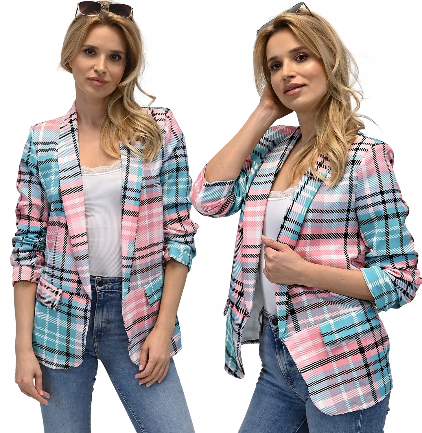 Damska MARYNARKA - żakiet - narzutka - M / 38 Model Modna Marynarka - Żakiet smokingowy z podszewką