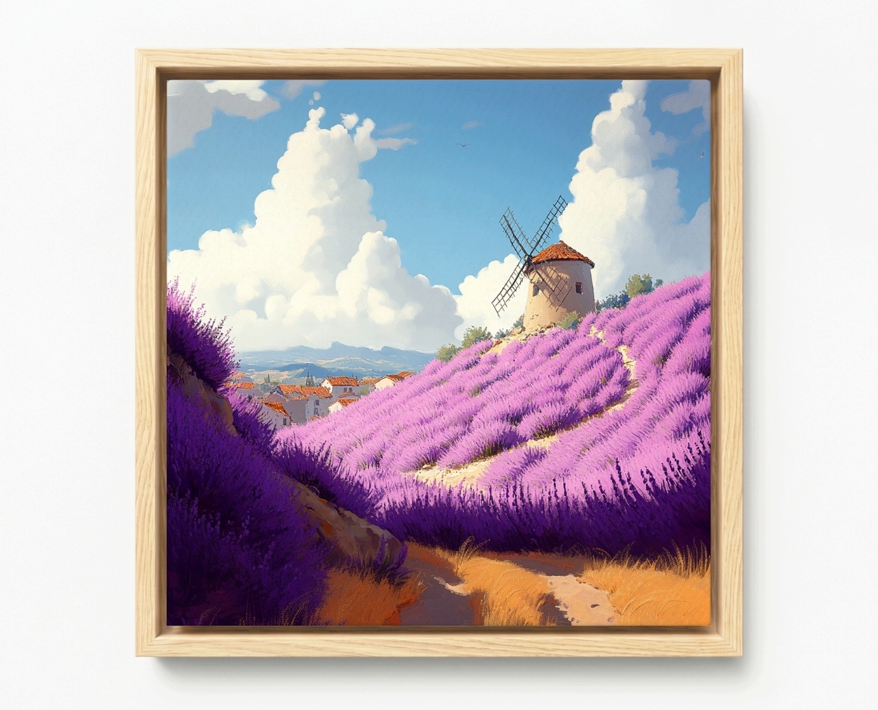 Obraz Rama American Box Francúzsko Provence Vetrák Levanduľa Hory Leto 60x60
