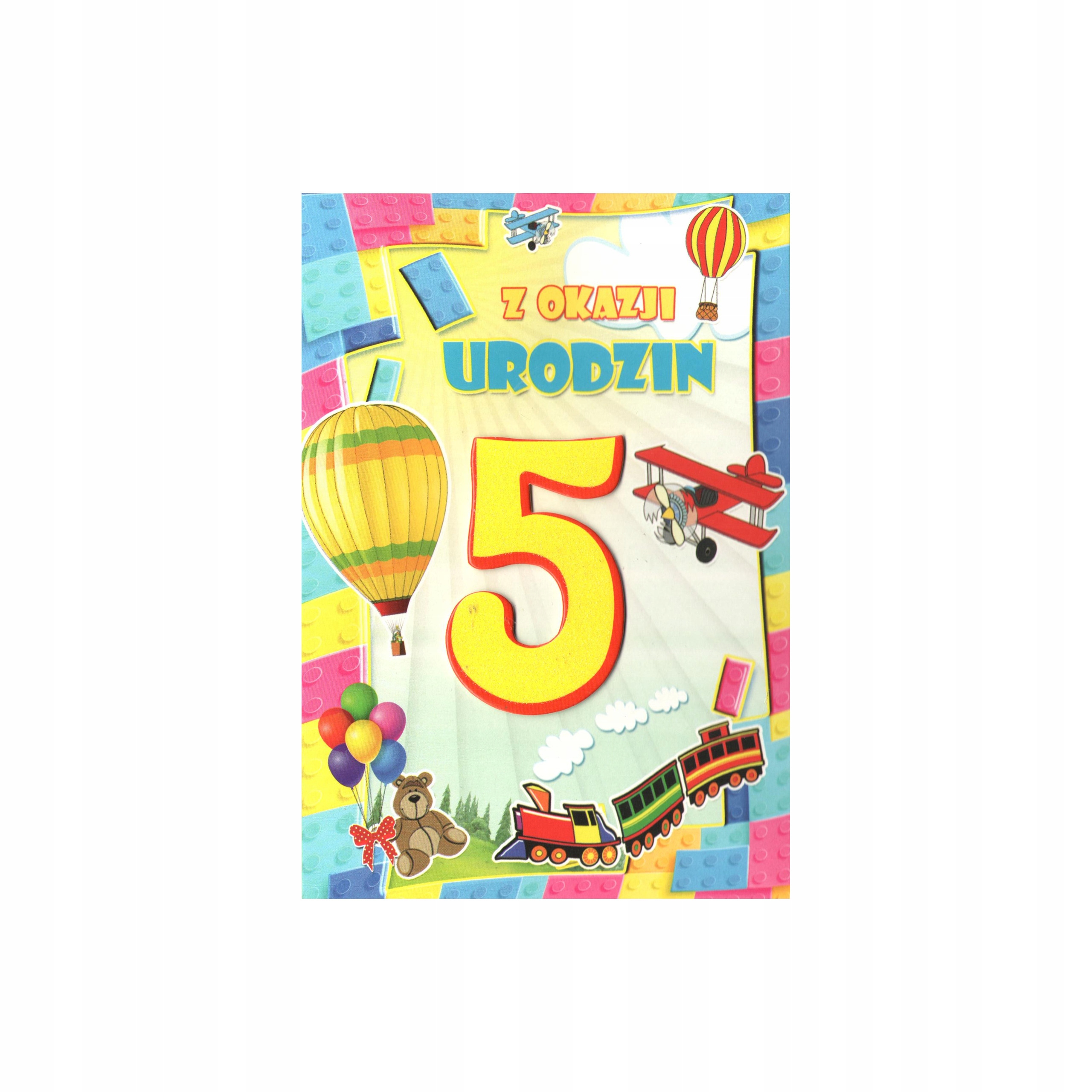 karnet urodziny pięć lat 5 lat piąta rocznica