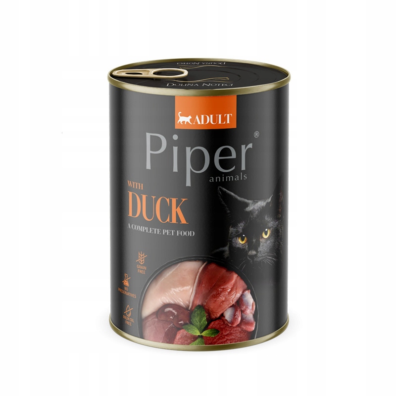 6 x Piper Animals vlhké krmivo pro kočky s kachnou 400 g mokré krmivo pro kočky