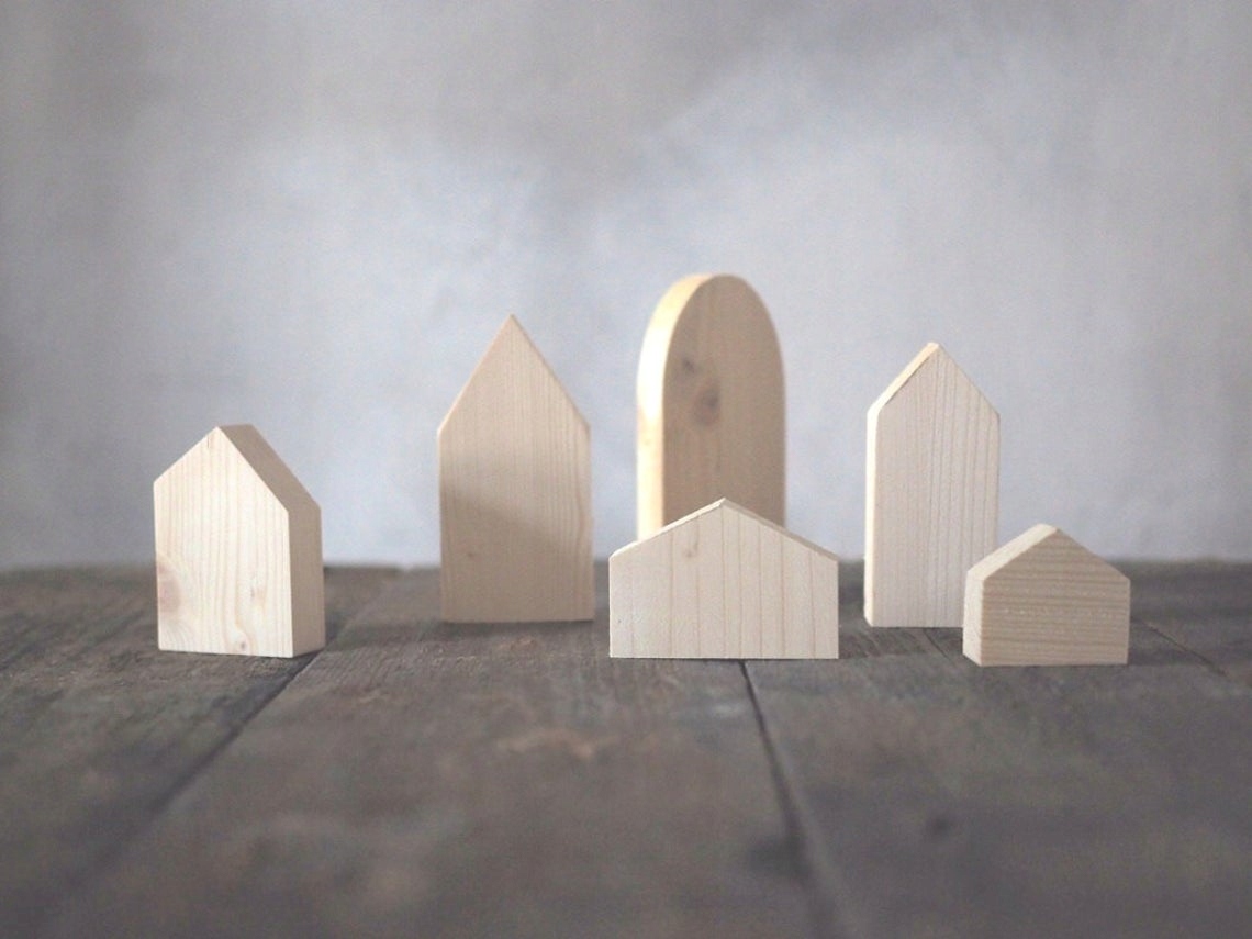 Dřevěné Domečky Přírodní Nelakované 6 Ks