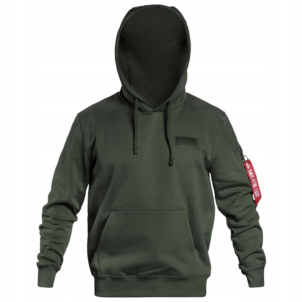 Mikina s kapucí Alpha Industries Back Print 178318 142 Tmavě olivová 3XL