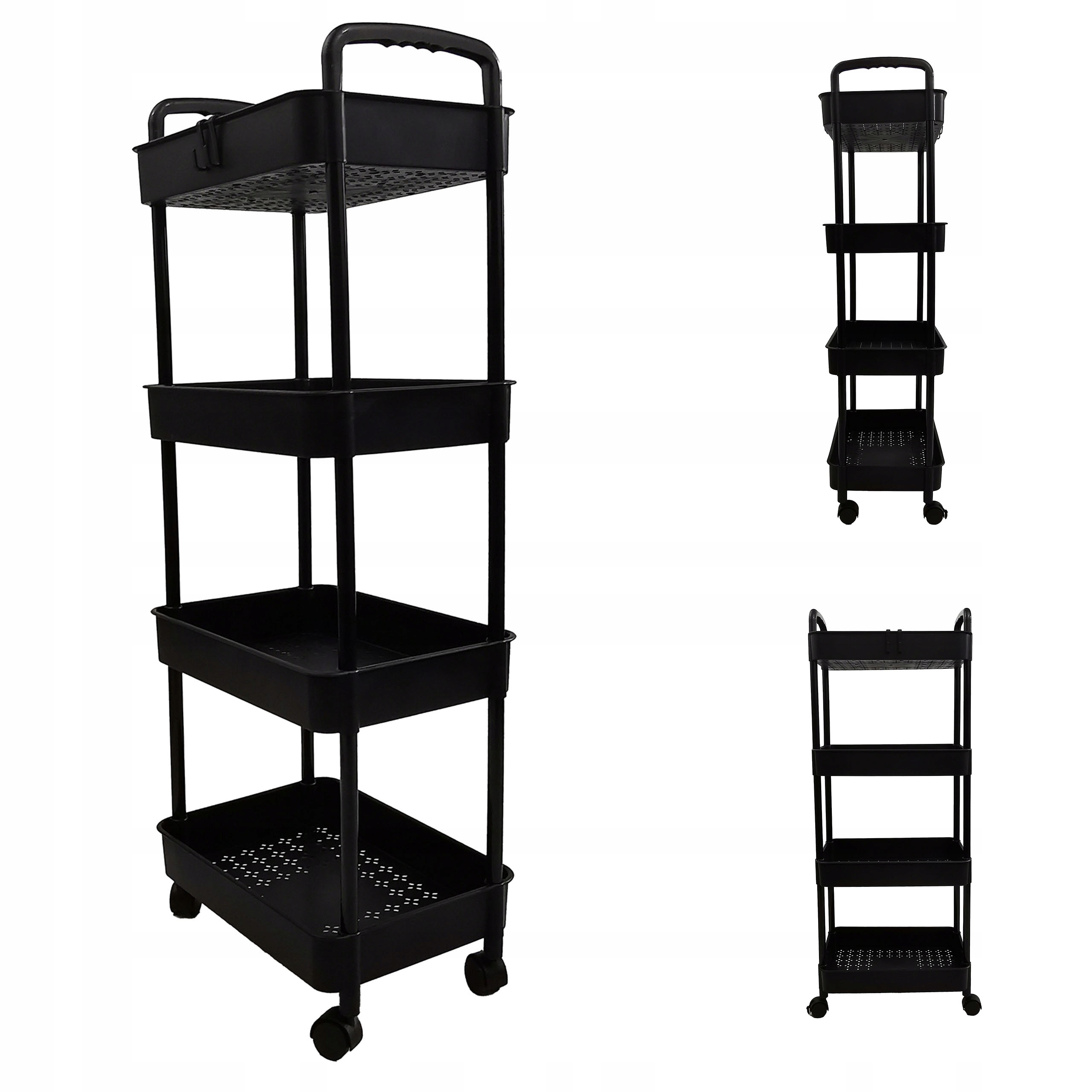 MOBILNY REGAŁ MOBILNA PÓLKA NA KÓLKACH Z BLOKADĄ 4 PÓŁKI 100CM CZARNY EAN (GTIN) 5901386200402