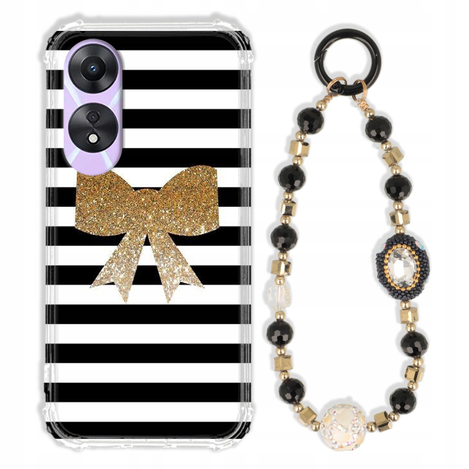 Puzdro Na Oppo A78 5G Puzdro Antishock Zirkóny Čierno Zlaté|odolné|silné