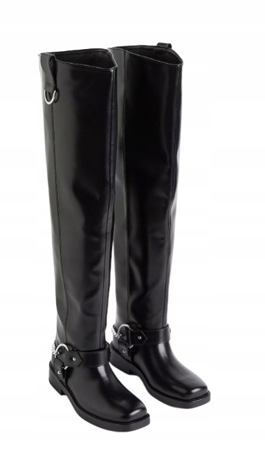 H&m Dámské Černé Nazouvací Kozačky S Řetězy 39 Y6J