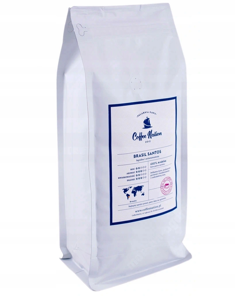 Kawa ziarnista rzemieślnicza ręcznie palona Brasil Santos 1 kg Arabica