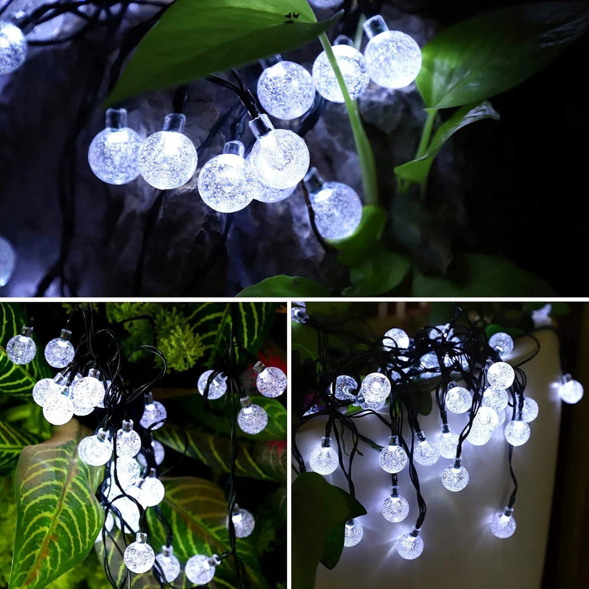 GIRLANDA SOLARNA LAMPKI SOLARNE 20LED 5M OGRODOWA NA BALKON sznur ŚWIETLNA Barwa światła biały zimny