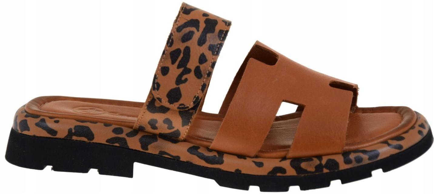 Dámské nazouváky na na suchý zip pohodlné s panterkou Cambell 25-103001BR VEL.38