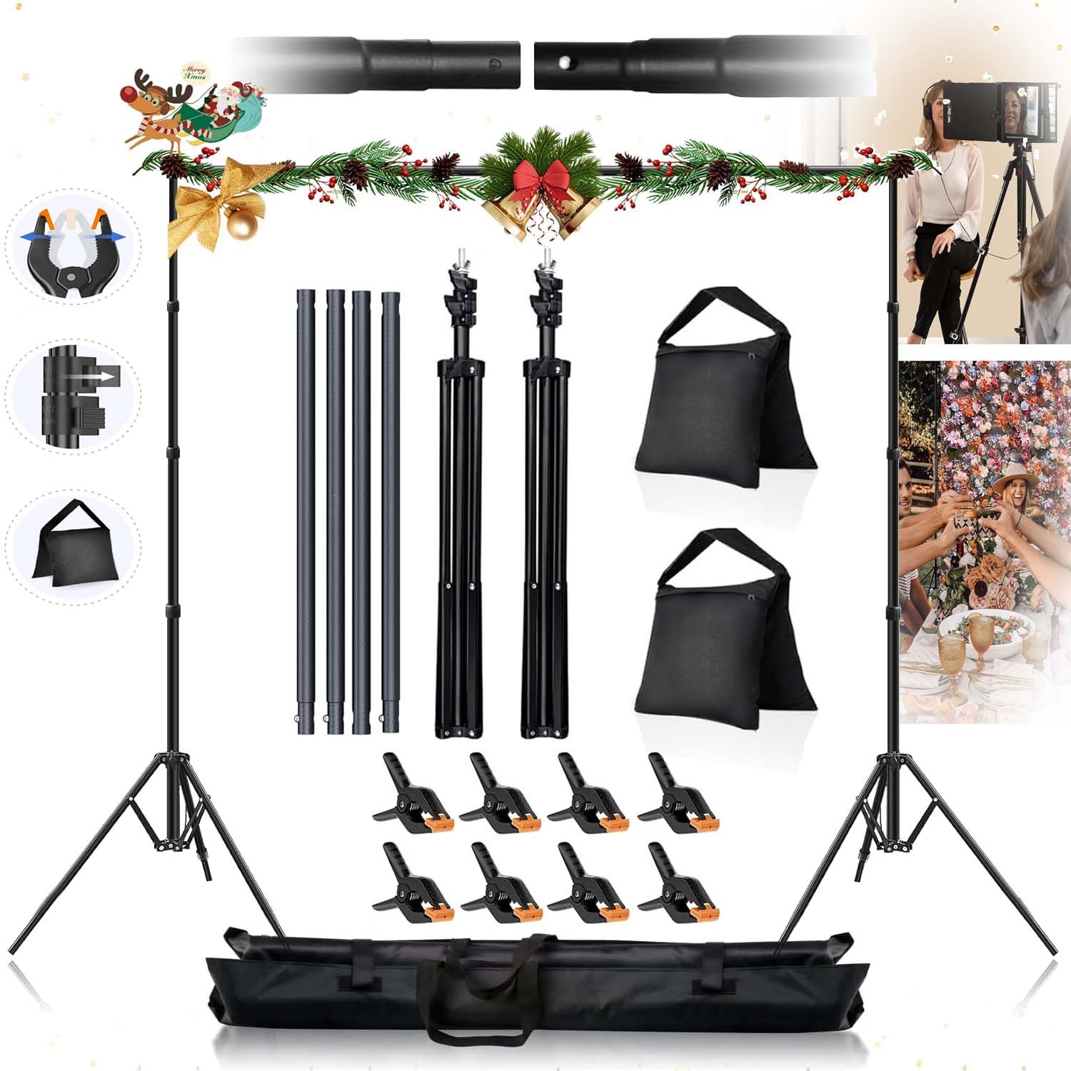Stativ Pro Fotografické Pozadí Sada Pro Studio Svorky Pouzdro 3X2.1 M