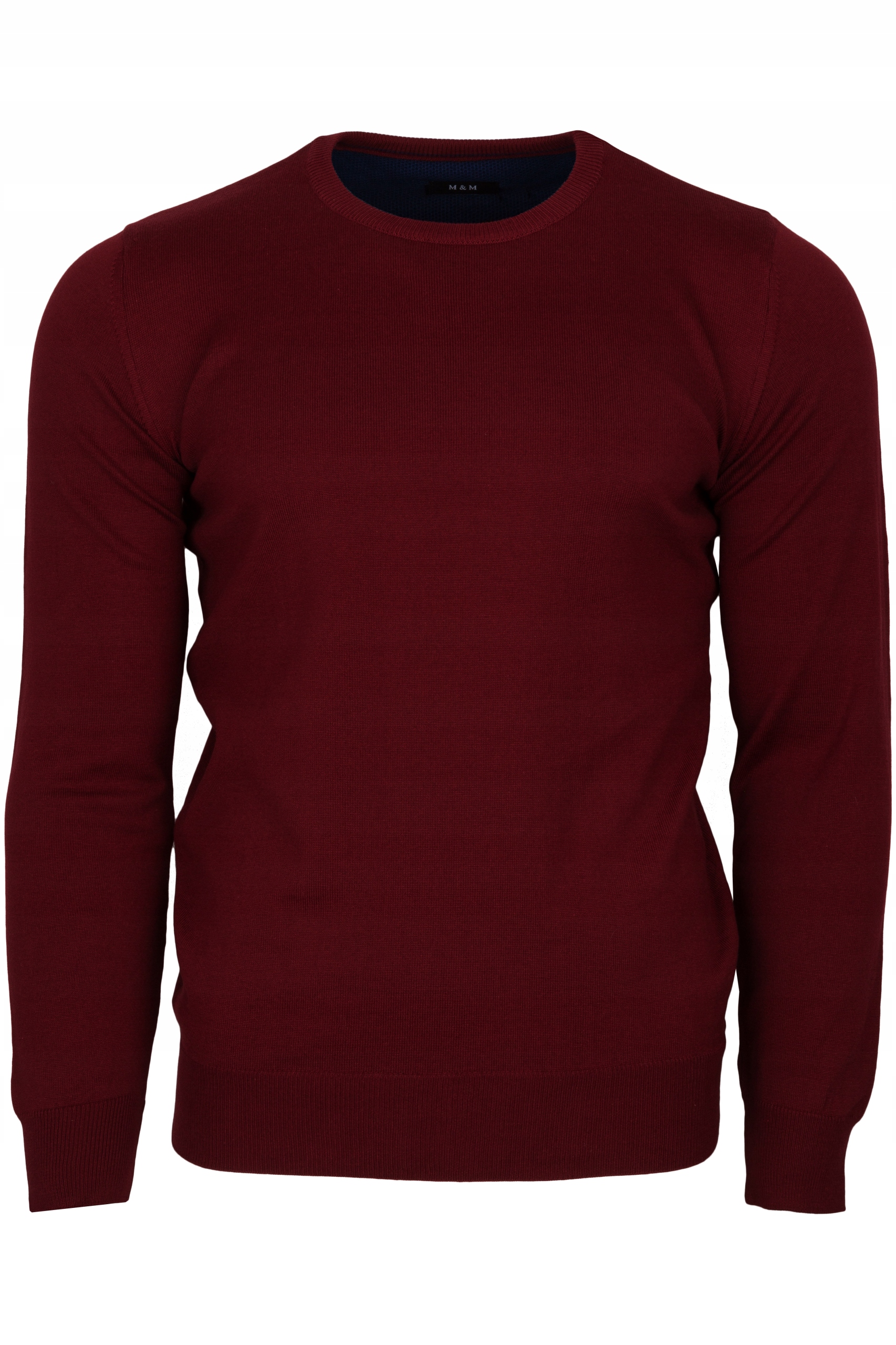 Pánský svetr s kulatým výstřihem M&M bordó Bavlna 100% vel M