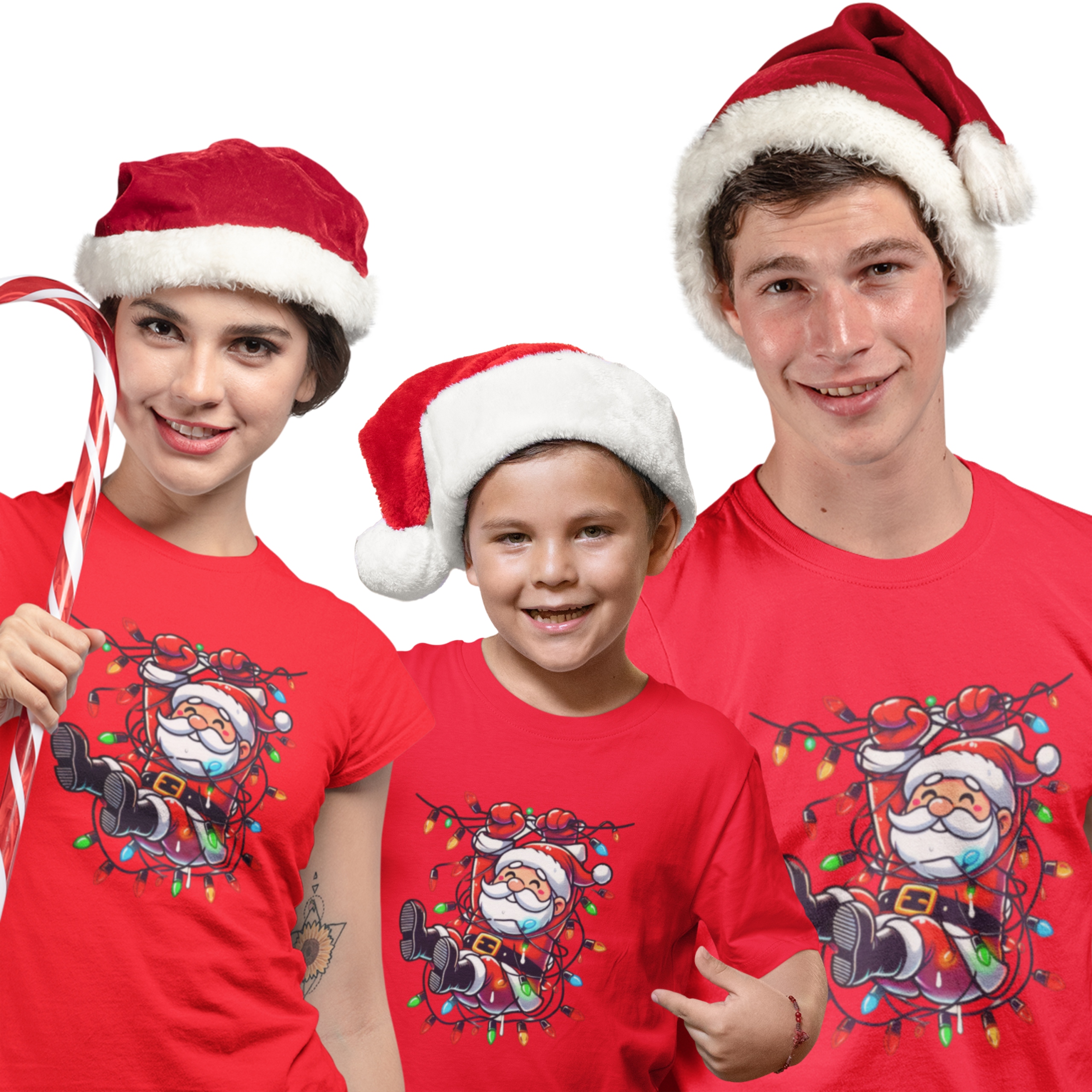 Vánoční trička 2+1 Mikuláš v lampičkách dárek 3XL