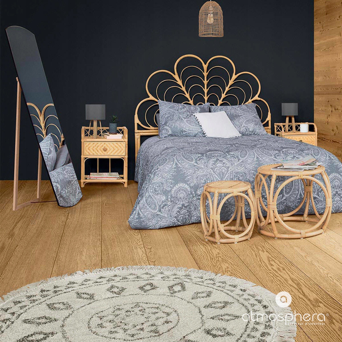 DYWAN BAWEŁNIANY PLECIONY Z FRĘDZLAMI BOHO 120cm Grubość 4 mm