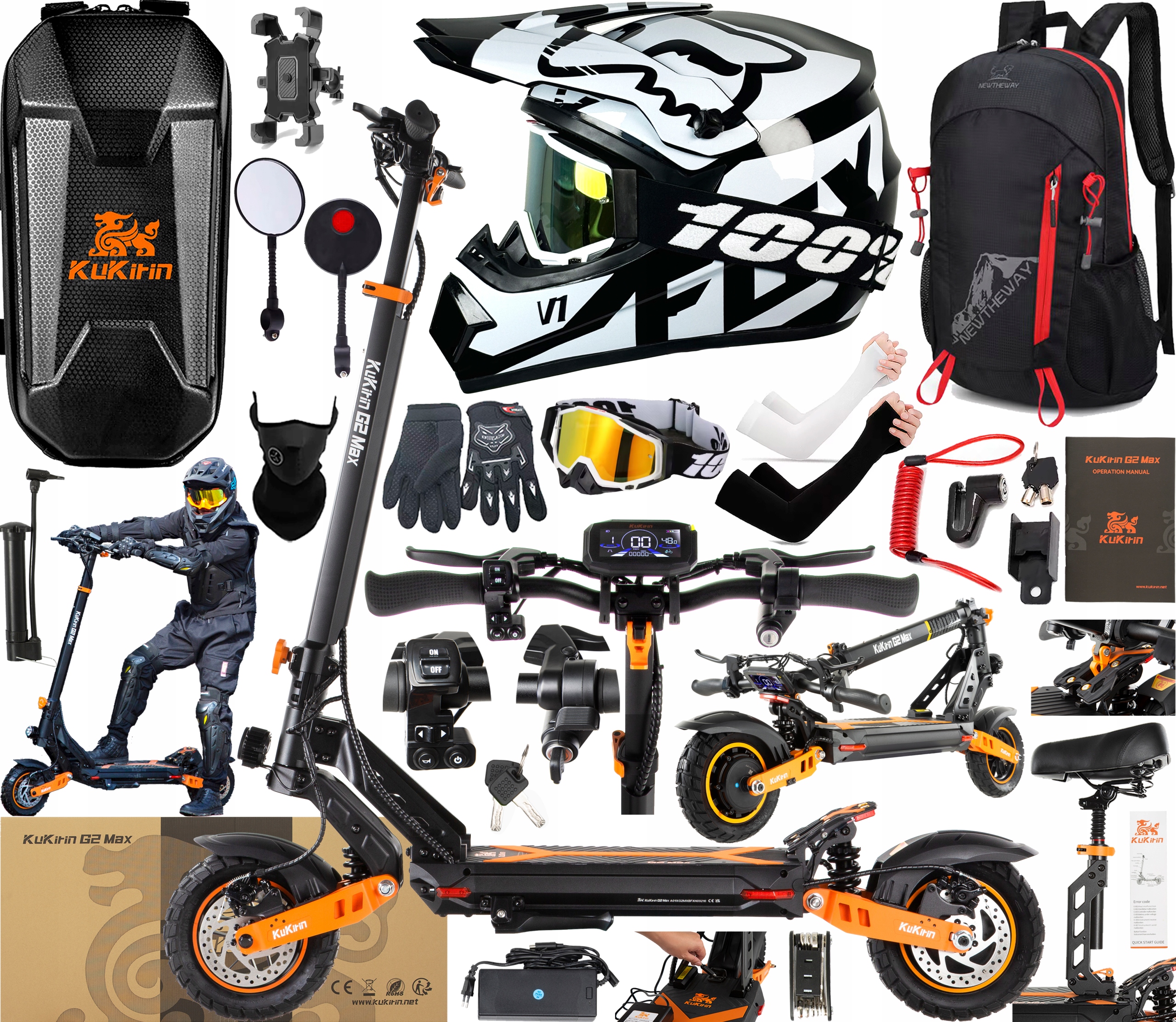 KuKirin G2 Max Pojazdy elektryczne 1000W 48V 20.8AH 55KM/H 70KM +10