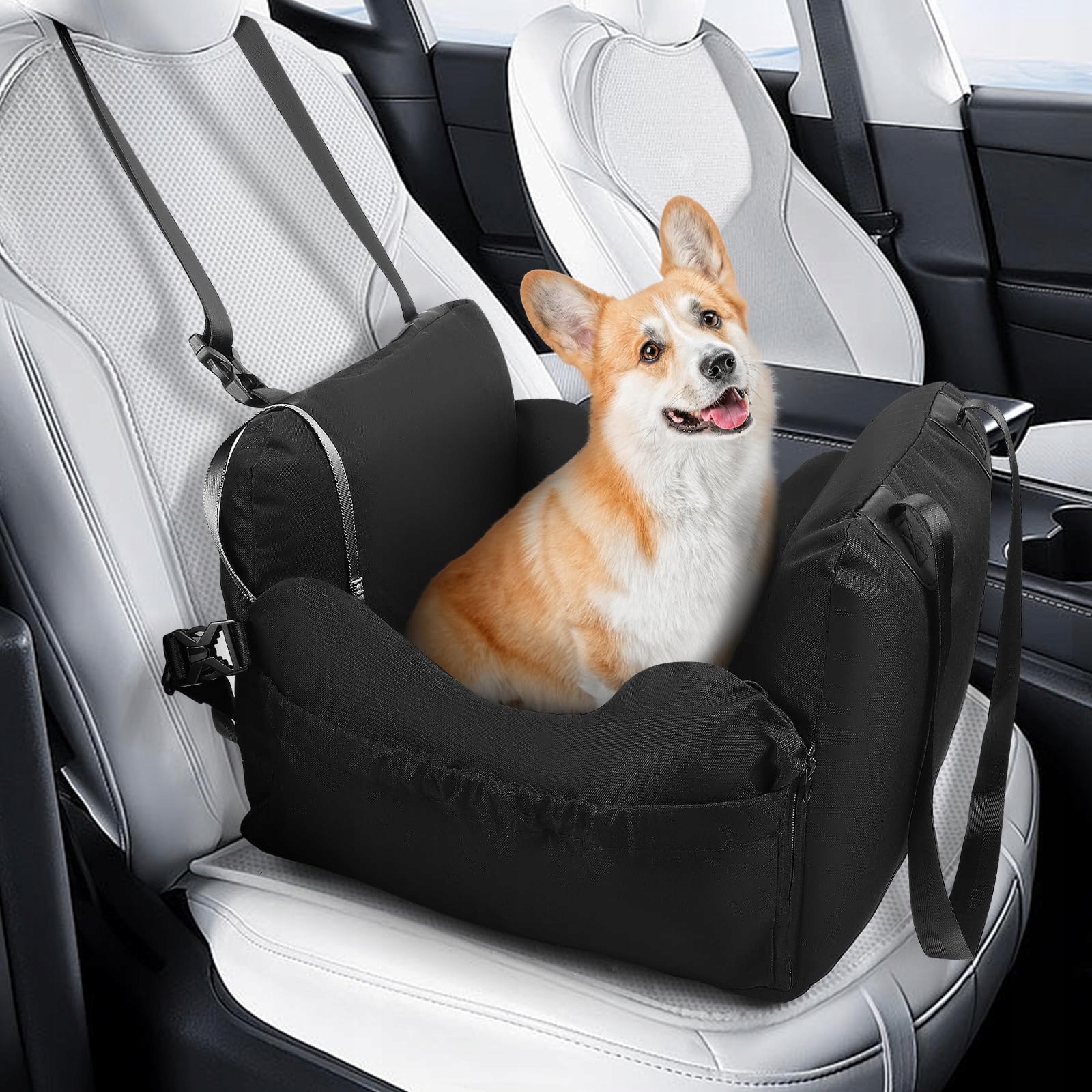 Voděodolná autosedačka pro psy s kapsami a airbagem