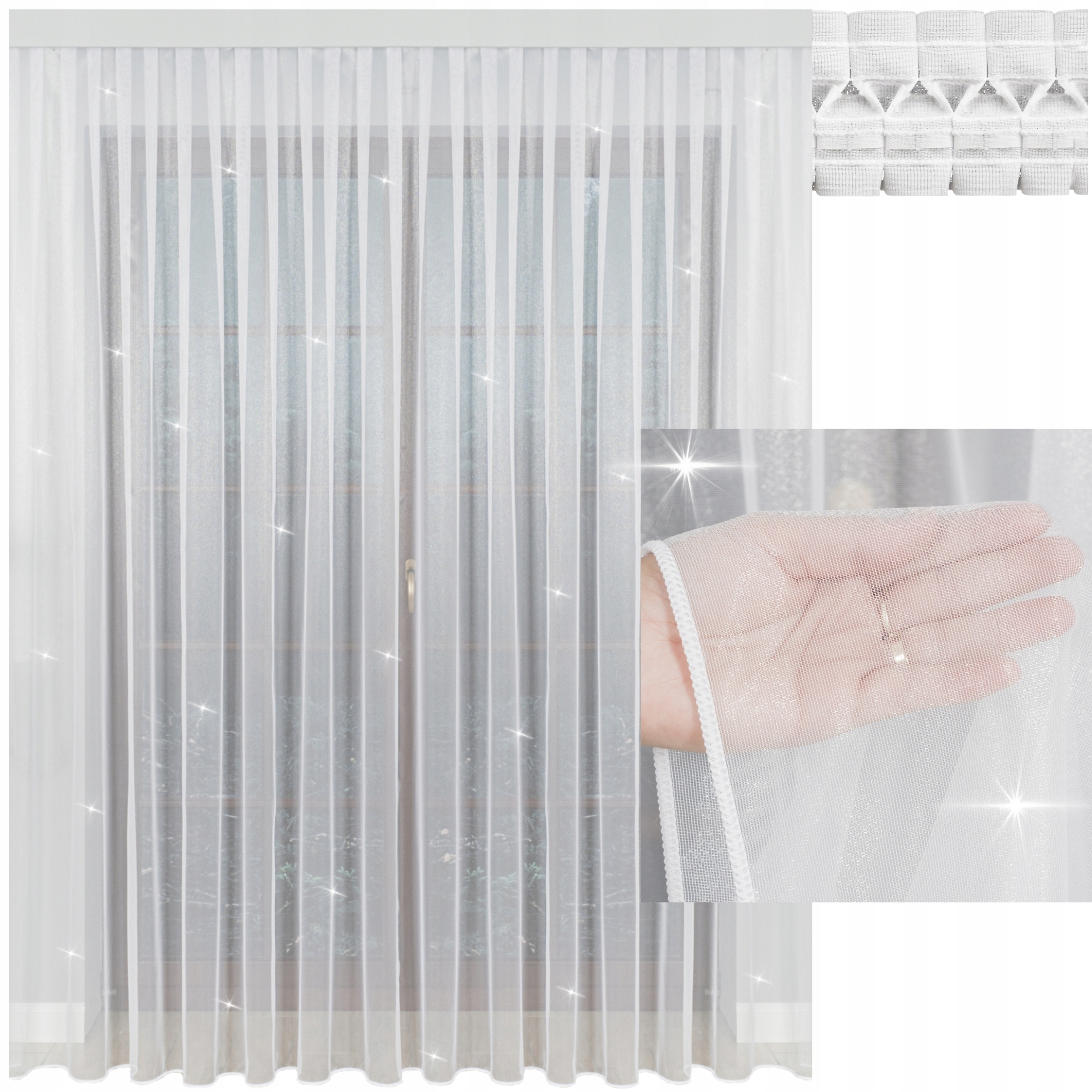 Hotová Záclona Markýza Bílá S Efektem Olovnaté Námrazy Na Pásku 450x235