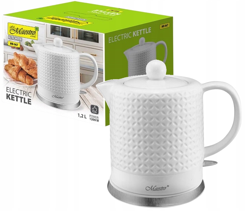 Czajnik elektryczny 1,2l korpus ceramiczny 1200W dzbanek grzałka płyta