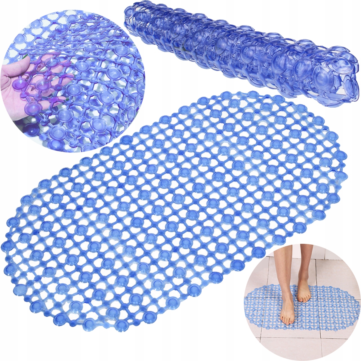 MATA ANTYPOŚLIZGOWA DO WANNY ŁAZIENKOWA PRYSZNIC NIEBIESKA