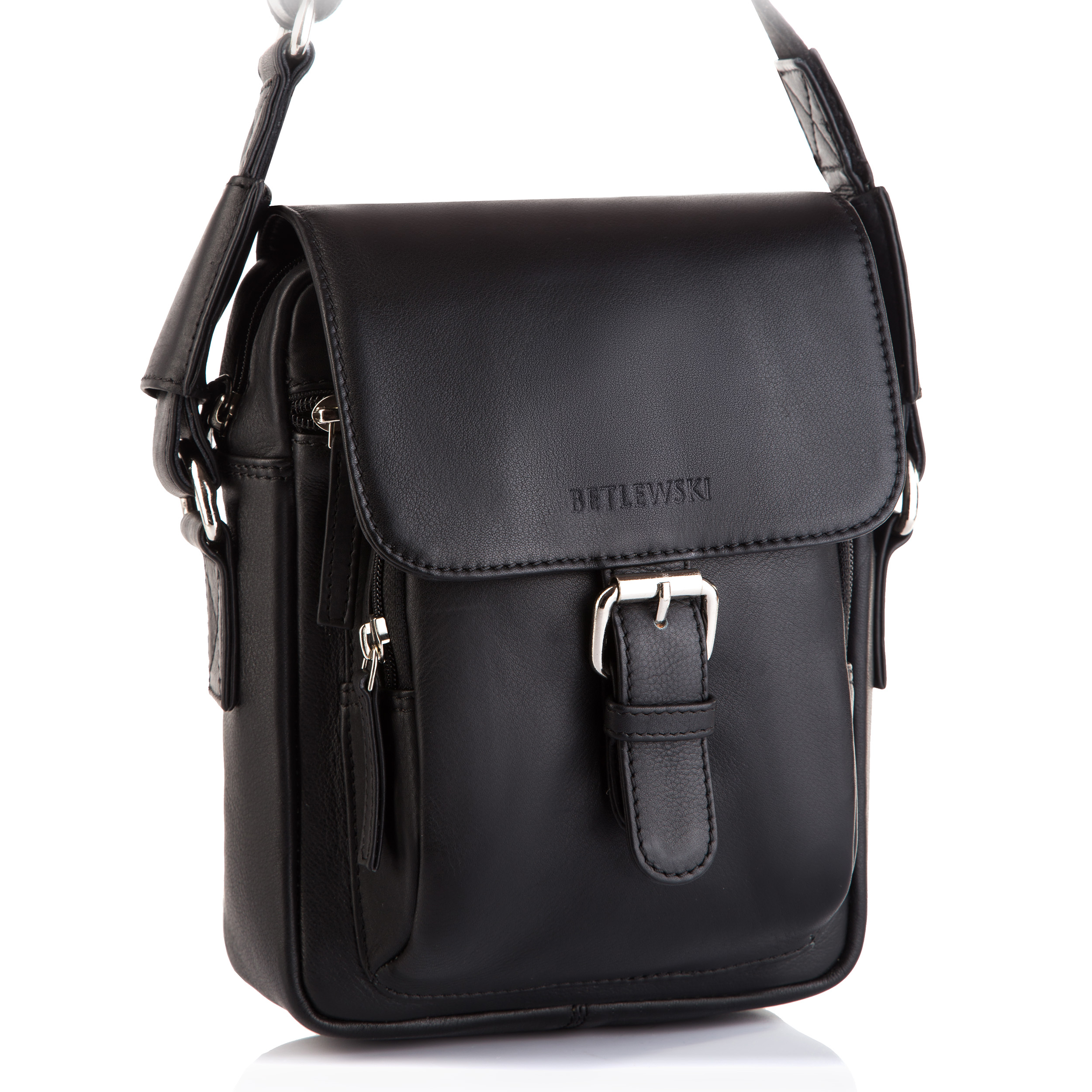 Betlewski skórzana Torba Listonoszka męska czarna