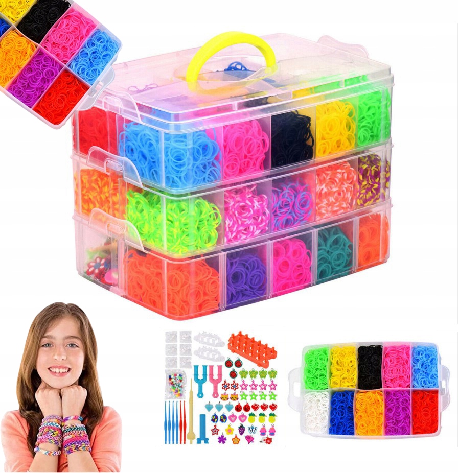 Sada Na Výrobu Náramků Gumičky 15000 Ks Příslušenství