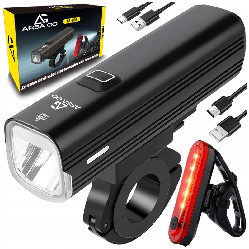 Akumulatorowa Lampka Rowerowa Przednia Tylna Led Lampka Do Roweru 2X Usb