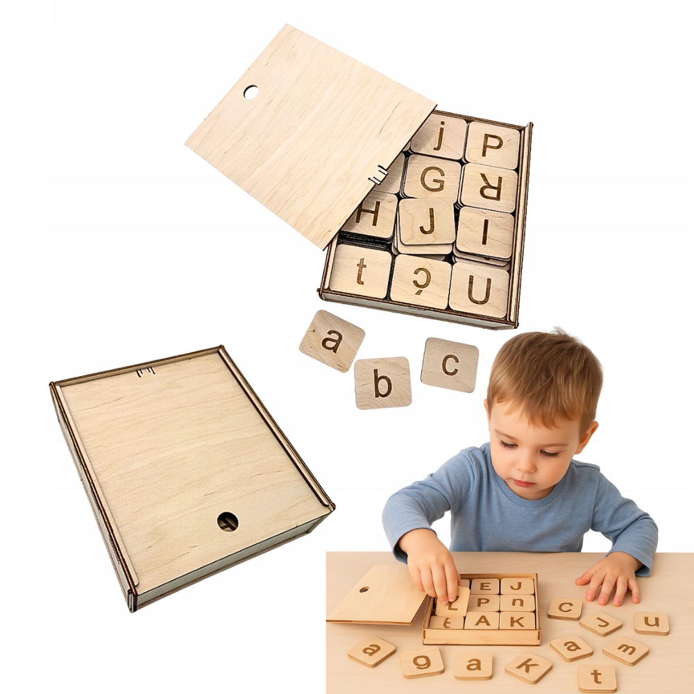 Dřevěné kostky Vzdělávací písmenka 5,1 x 4,3 cm Polský abeceda Skládačka