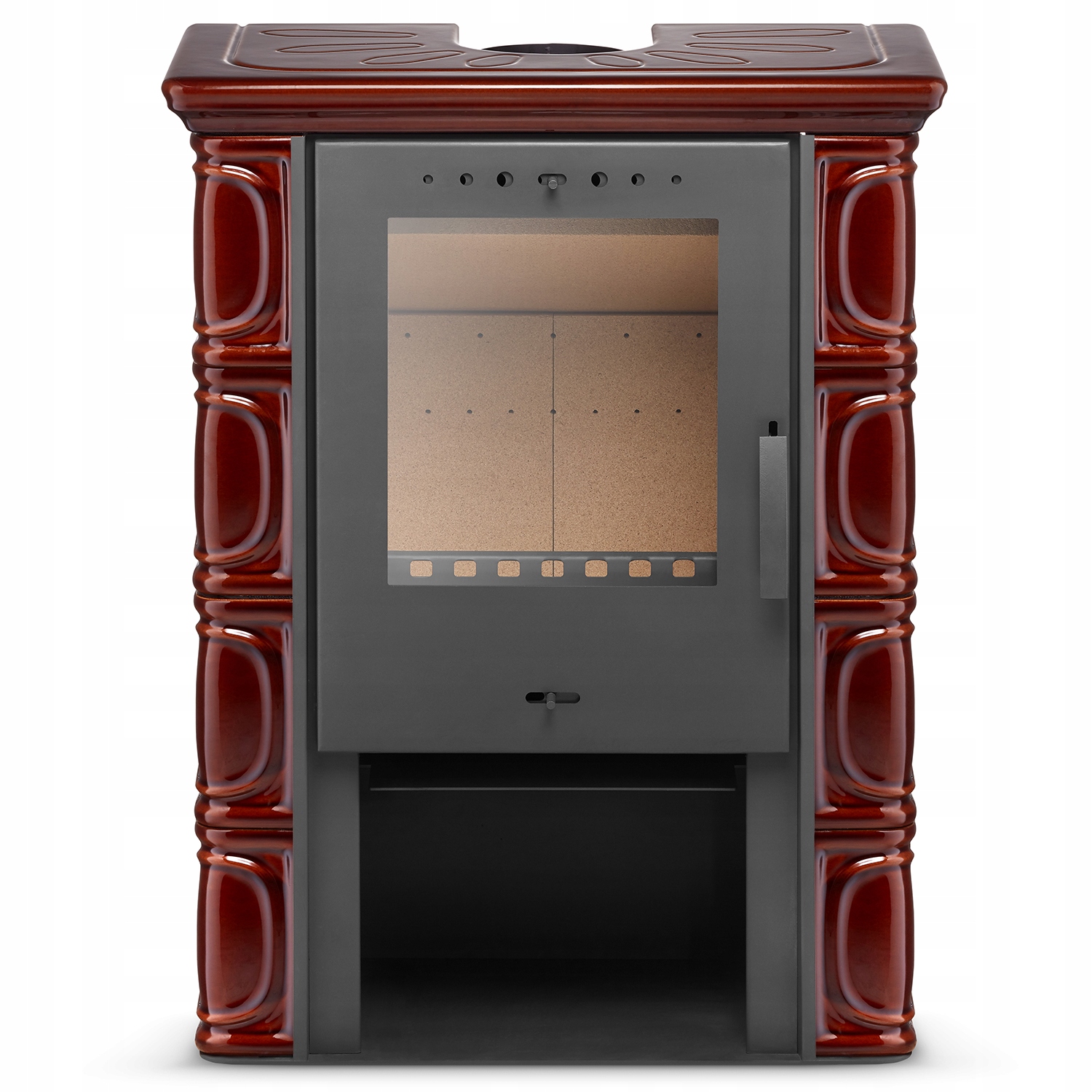 Kachlový krb kamna volně stojící krbová vložka koza Eldur hnědá