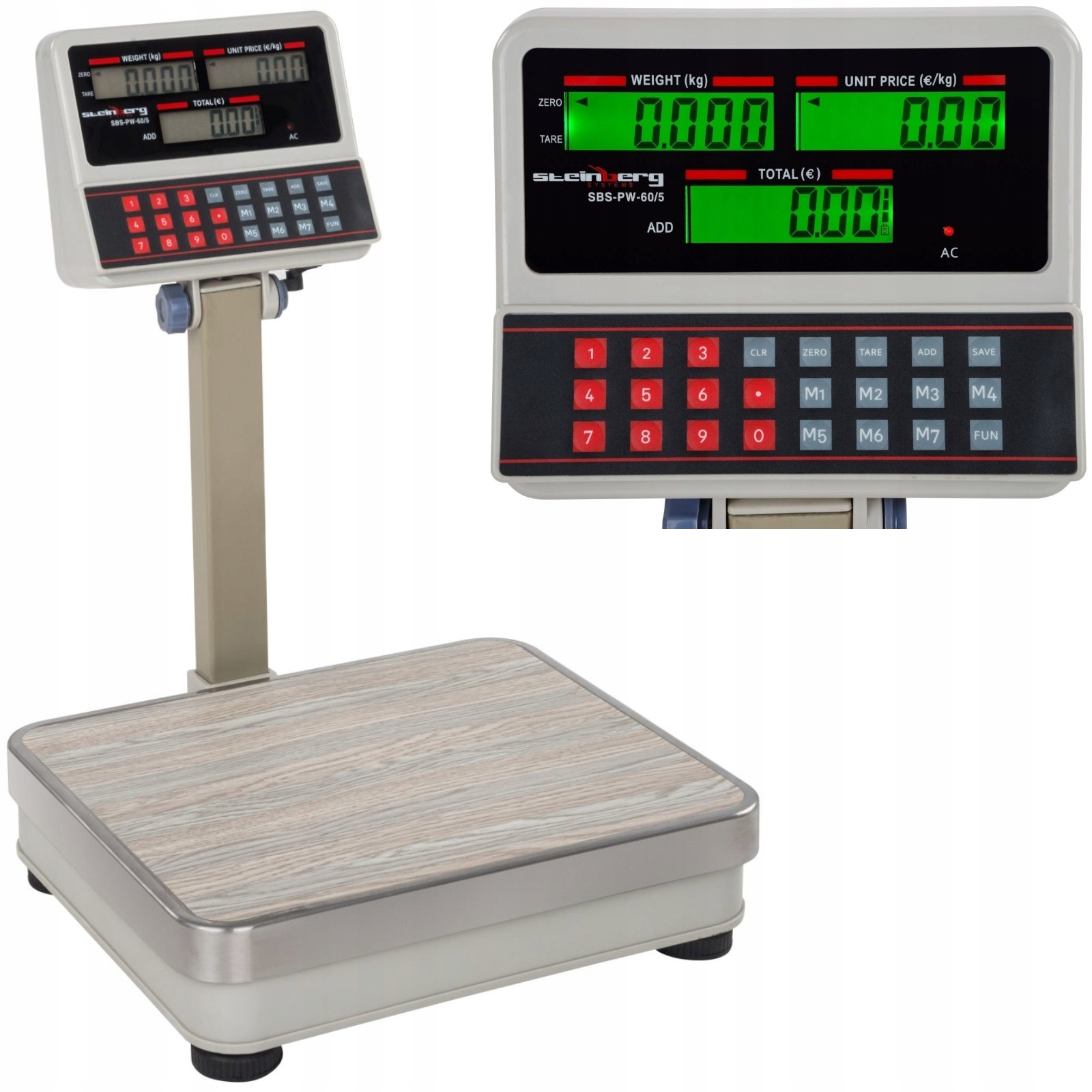 Plošinová nákupní váha SBS-PW-60 LCD do 60 kg