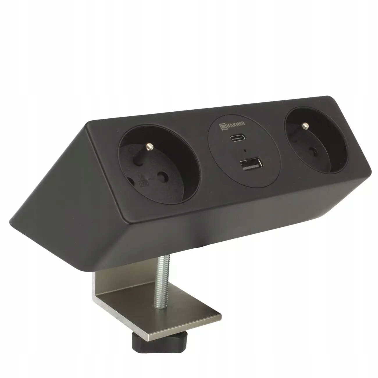 Mediaport Lumo Edge Hakner zásuvka na desku 2x230V Usb-a Usb-c černá